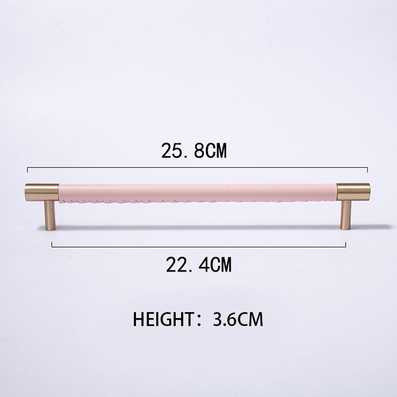 Nordic Style Simple PU Leather + Brass Door Drawer Double Hole Cabinet Handle Kitchen Cupboard Door Pulls Furniture Handle