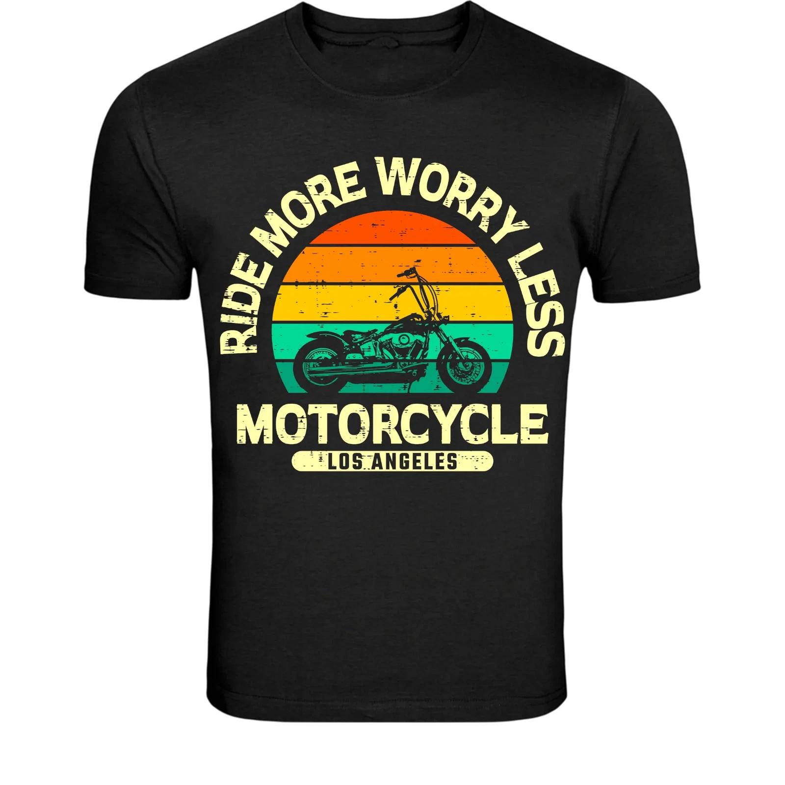 Ride More Worry Less Motorcycle T-Shirt - Vintage Biker Graphic XL