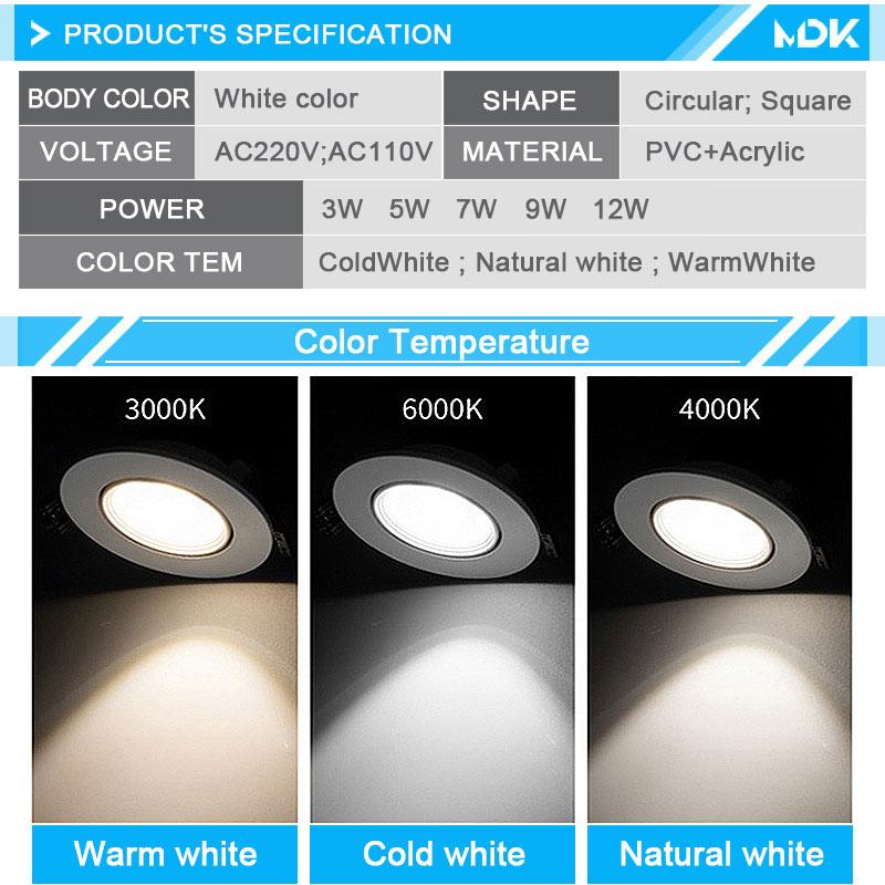 20 adet Led Downlight 5W 7W 9W 12W 110V/220V Tavan Lambası Gömme Downlight Yuvarlak/Kare Led Panel Işık Spot