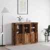 LED Sideboard 3 pcs Reclaimed Wood Look 123 x 37 x 100 cm Particleboard