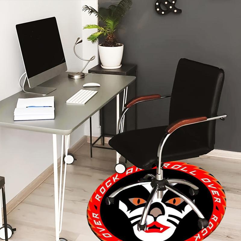 

1pc Rock and Roll Cat Round carpet, Made of Polyester,Perfect for Decorating Office Chairs, Living Rooms 80cm