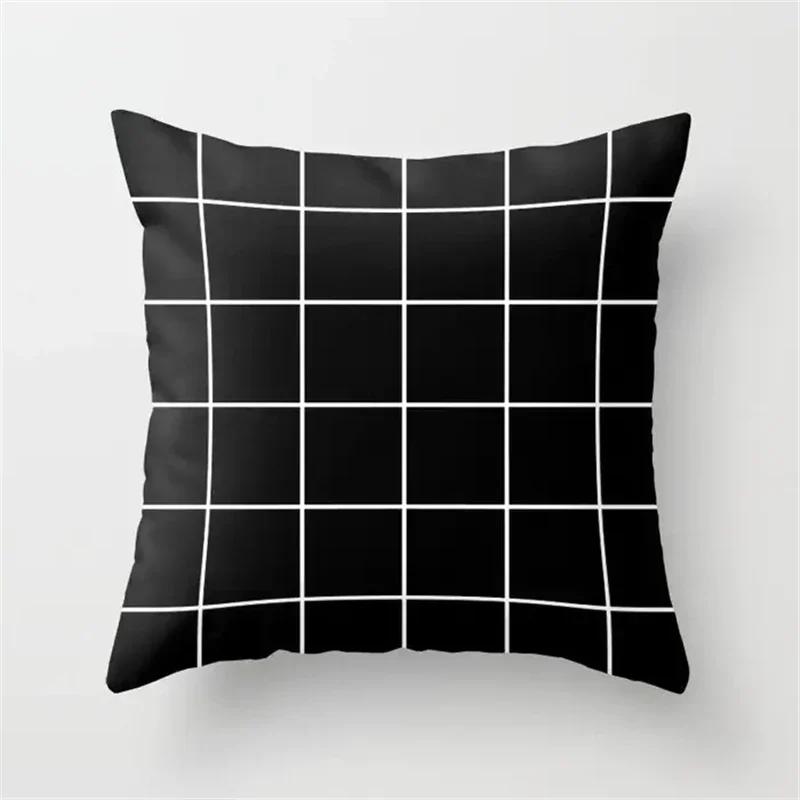Nordischer Schwarz-Weiß Kissenbezug Polyester Geometrischer Kissenbezug Dekorative Sofakissen Mode Kissenbezug 45*45CM