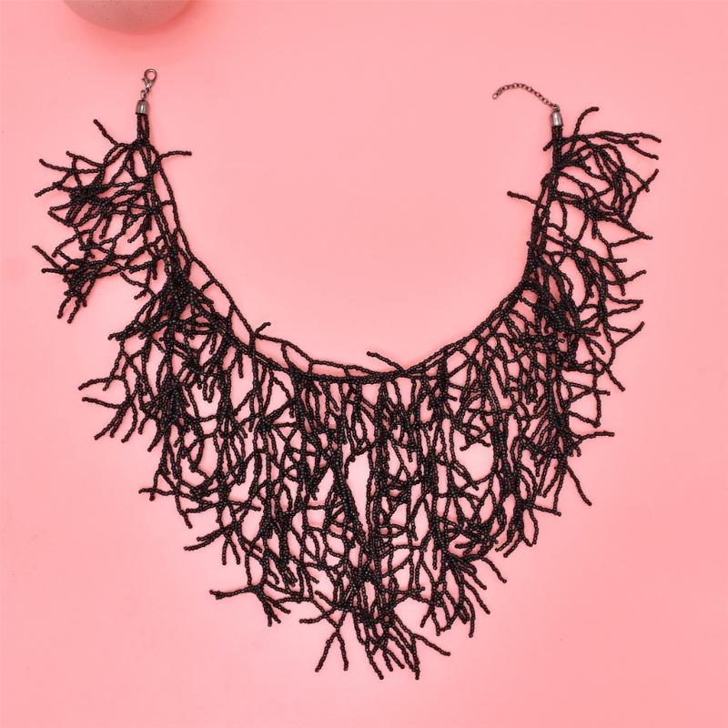 Wielofunkcyjny Ręcznie Robiony Naszyjnik z Koralików Koralowych Elegancki Element Wyrazisty Biżuteria Dodatek dla Modnych Kobiet Pań do Codziennego Użytku