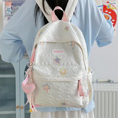 Star Schoolbag for Female Junior High School Students, Cute Versatile Large-capacity Backpack, High-value Student Backpack Trend