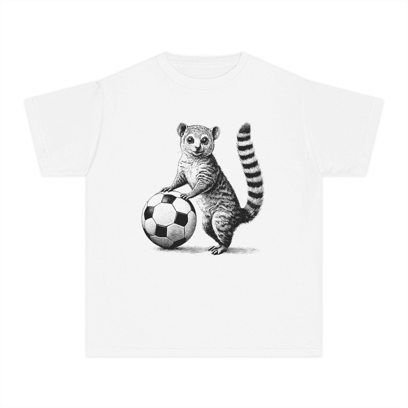 Ring-tailed Lemur with Soccer Ball Youth Tee | Vintage Animal Illustration S