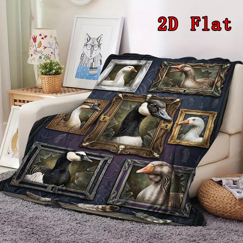 Goose Portraits 2D Flat Pattern Flannel Blanket, High Quality All Seasons, Home Decor, Warmth and Comfort, Perfect for Christmas Gifts.