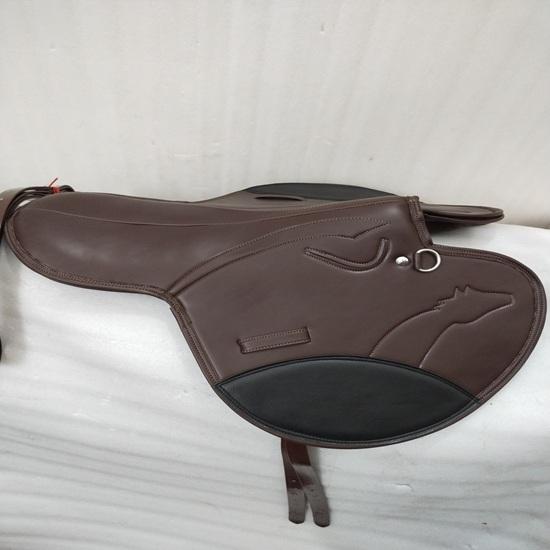 Black & Brown Synthetic Exercise Race Horse Saddles with Stirrup.