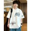 American Style Trendy Creative Pure Cotton Printed Unisexs And Unisexs Short Sleeved New Personalized Fashionable Loose Tshirt