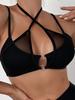 1011 new European and American solid color neck bikini sexy hot spring swimsuit women's beach swimsuit single top