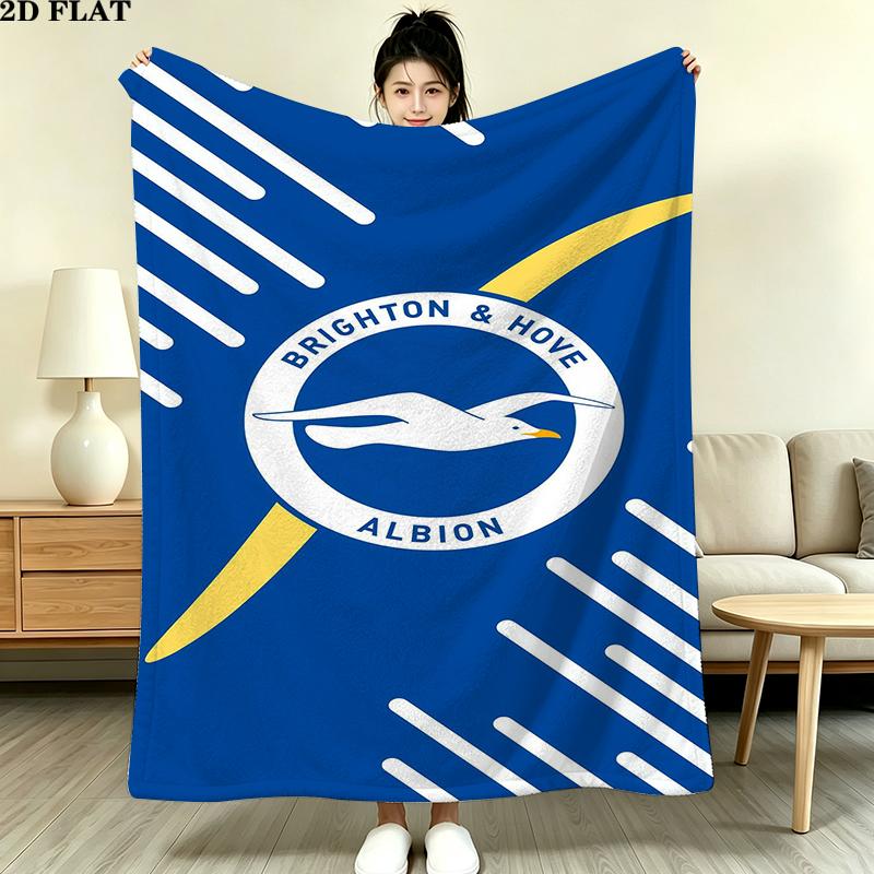 Brighton & Hove Albion FC Print Flannel Blanket High Quality Warm Comfortable Cover for All Seasons Perfect for Gifts Home Decor