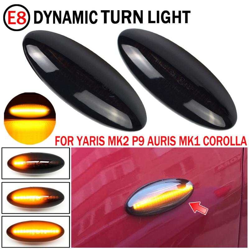 2pcs Dynamic LED Side Marker Light Turn Signal Indicator Repeater Light Fit For Toyota Yaris COROLLA Auris Mk1 E15 RAV4 Mk3