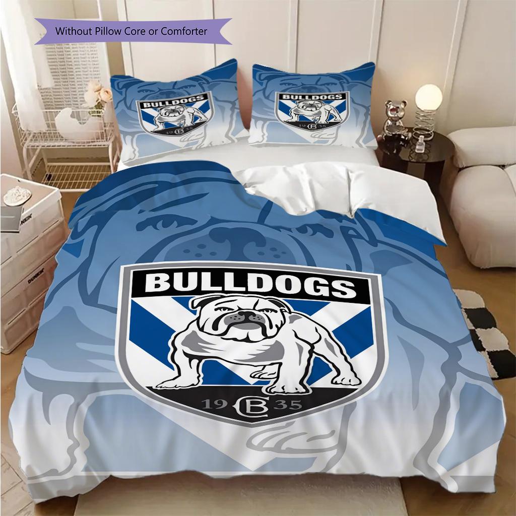 Canterbury Bulldogs Muster Bettwäsche Steppdecke Set Bettbezug Kissenbezug Heimdekoration Geburtstagsgeschenk (1 Bettbezug + 2 Kissenbezüge, ohne Füllung)