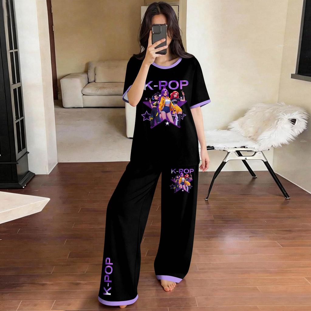 Infant Baby Girls Boys Loose Print T-shirt+Pants Print Outfits Set