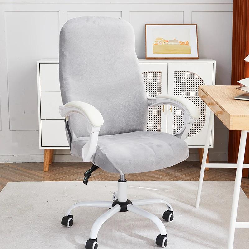 Velvet Office Chair Cover Thicken Computer Chair Covers Elastic Desk Funda Silla Escritorio Seat Slipcovers for Play Gaming Room