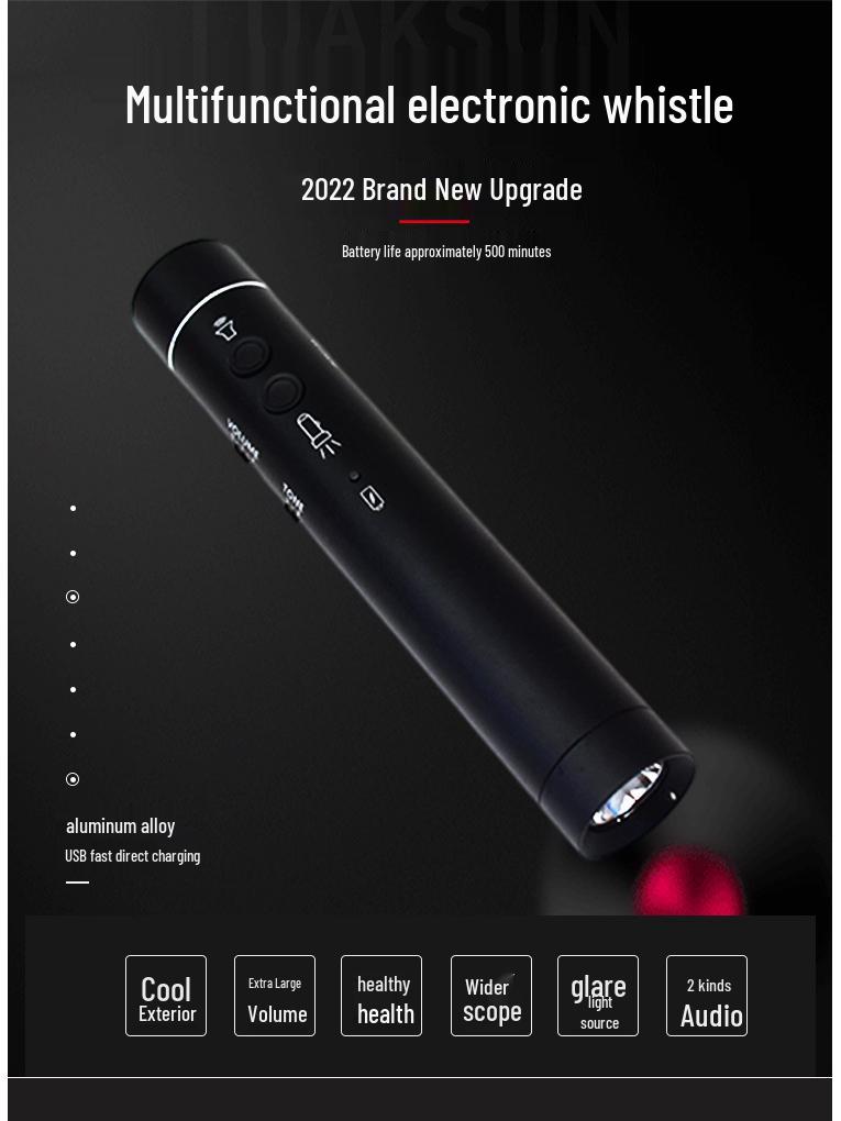 Rechargeable Electronic Whistle for Sports, Pet Training, Traffic Control, and Outdoor Survival