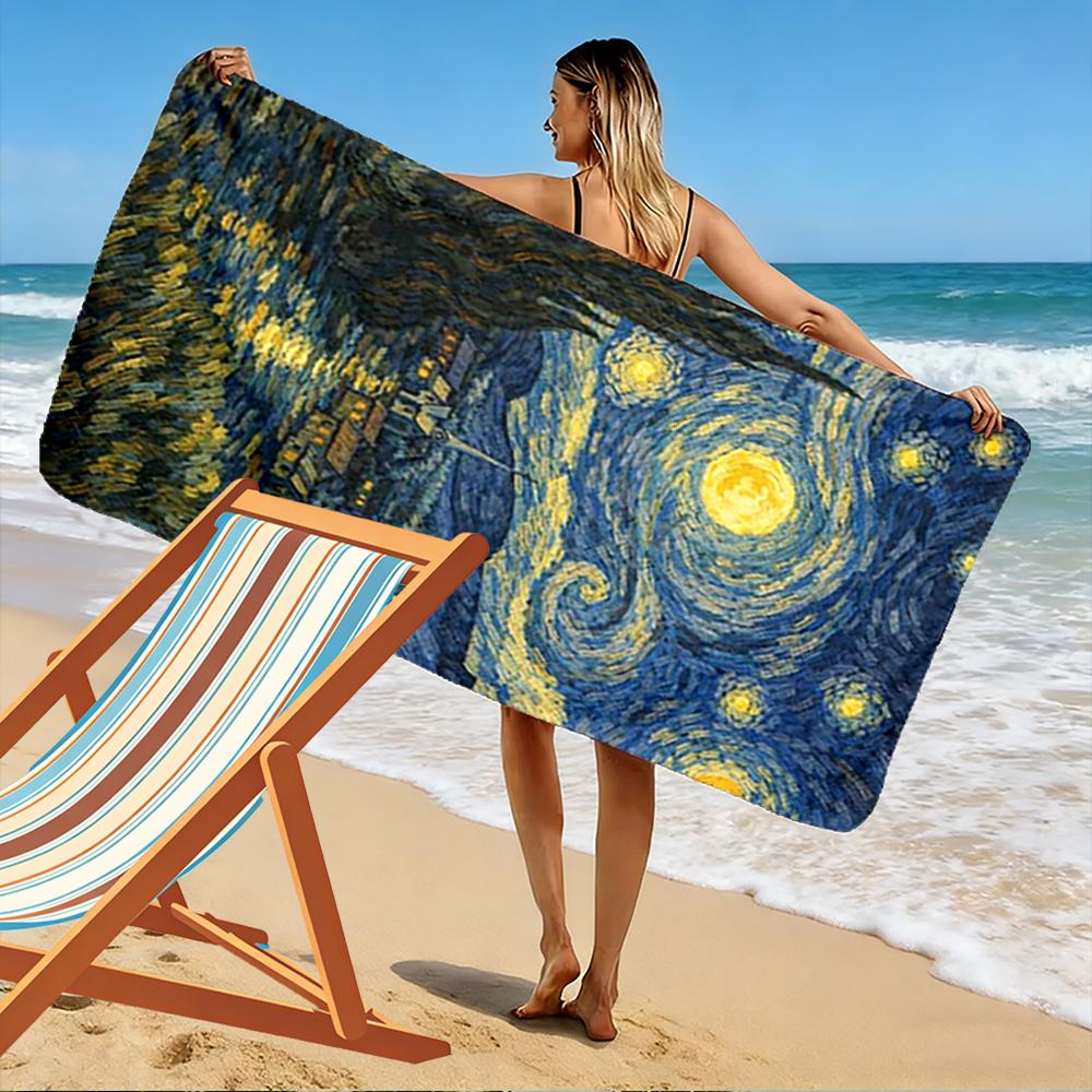 Starry Night Artistic Painting Design Beach towel quick-drying for travel outdoor sports jogging beach and swimming