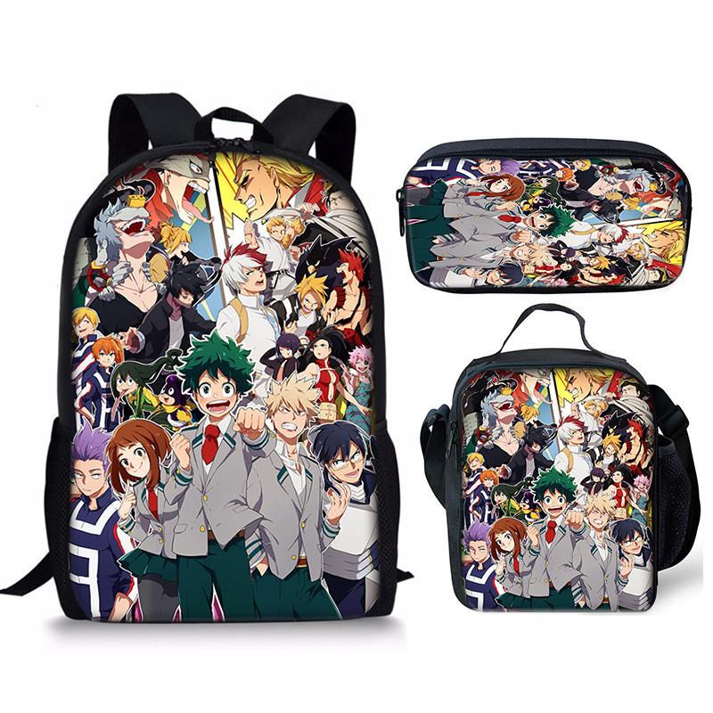 

My Hero Academia Backpack Set With Oxford Fabric And Cartoon Print For School And Training Style C1