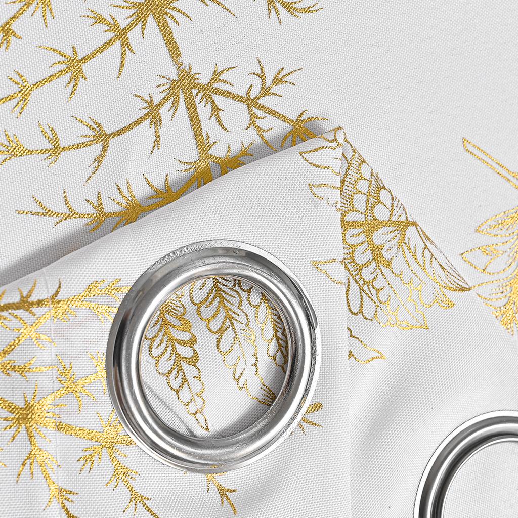 1pc White Sheer Curtains with Golden and Silvery Vine Branches, Light Filtering, Privacy, Easy To Install. Suitable for Hotels, Offices, Schools