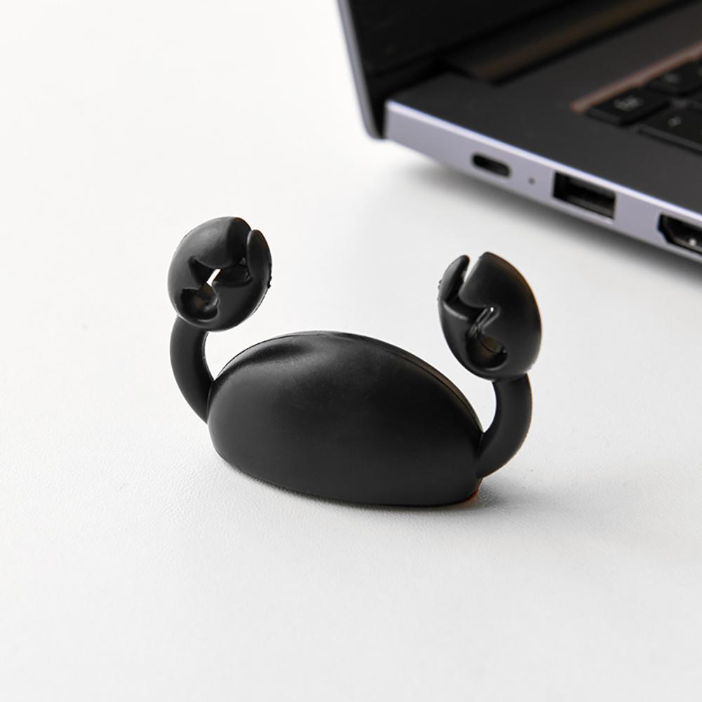 

Cartoon crab cable organizer, mobile charging cable holder, storage bundle, hub buckle чорний