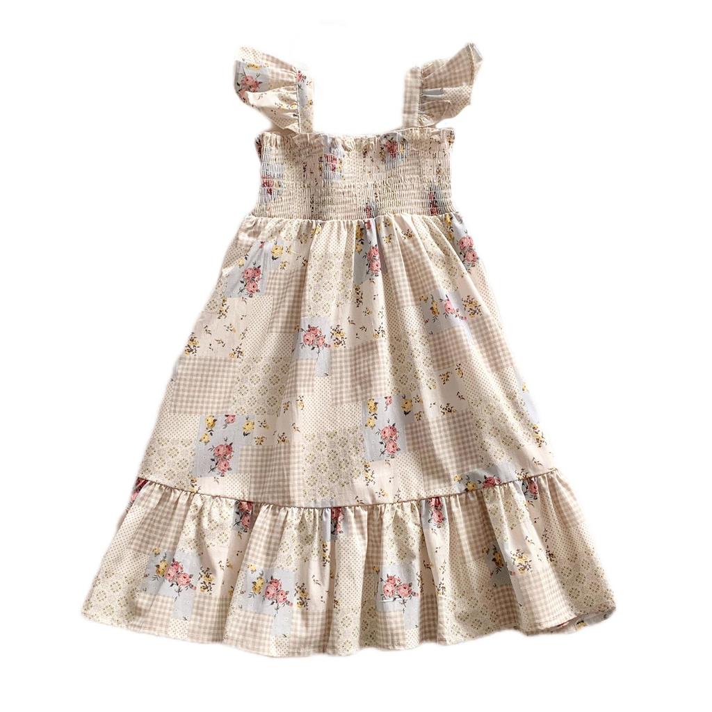 2026 Summer Korean Style Ruffled Puff Sleeve Sundress for Girls