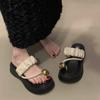 Slippers women's summer outer wear 2025 new thick-soled high-end feeling seaside beach beautiful French with skirt sandals