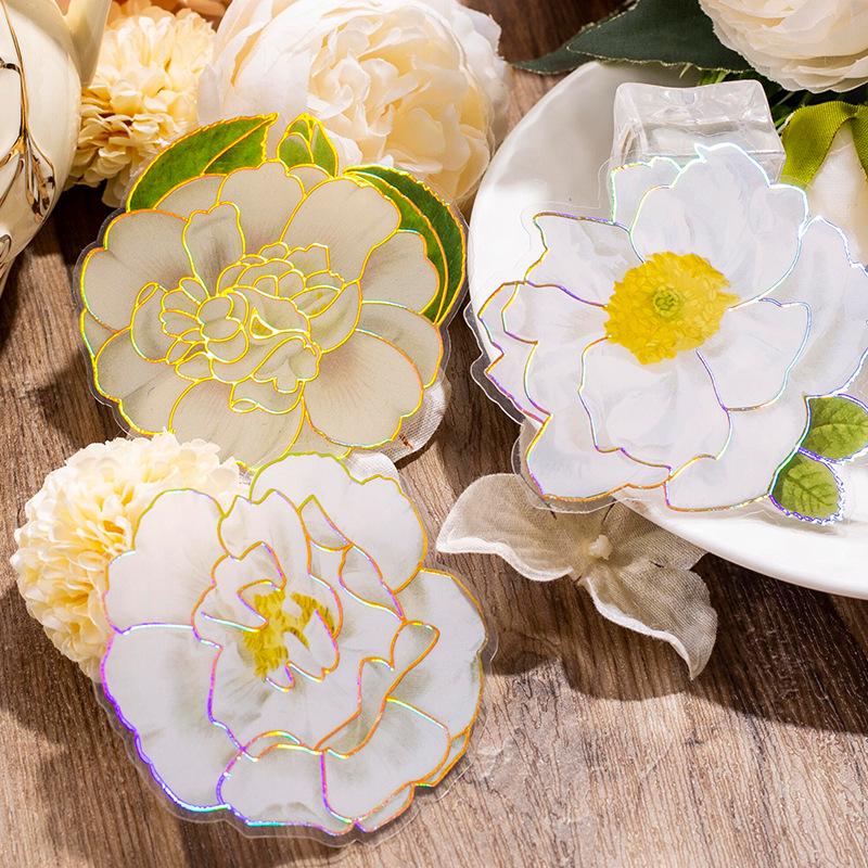 Beautiful Bloom Sticker Set: 3D Floral Handbook Decorations (10 Pieces)