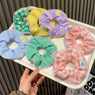 Scrunchies à carreaux Kawaii pour Femmes Filles Enfants Élastiques Mignons pour Cheveux Accessoires Anneau de Cheveux Corde Ornement de Coiffure