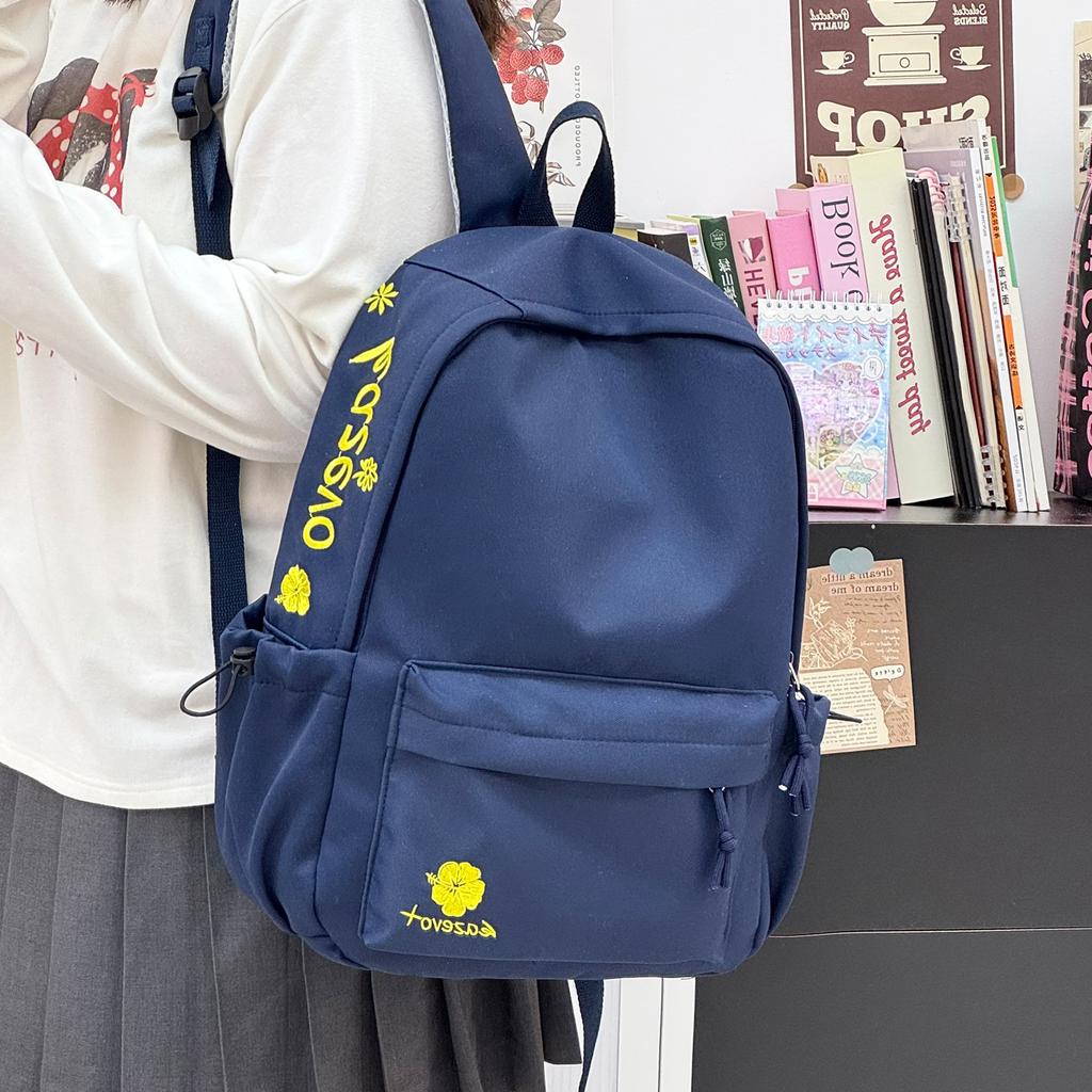 Backpack Embroidered Minimalist Large Capacity School Bag for Middle High School College Casual Travel Unisex