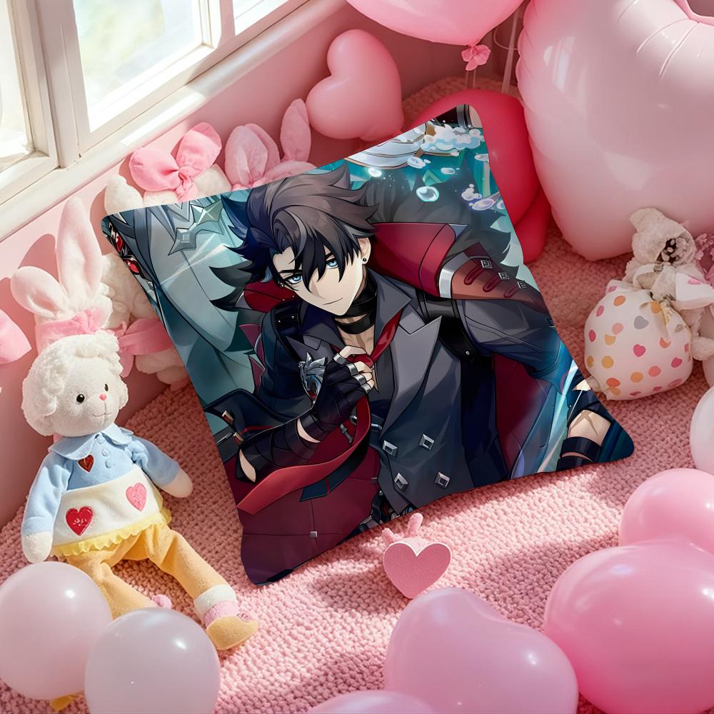 Anime Wriothesley Cushion Cover Pattern Printed Pillowcase for Living Room Sofa Cushion Cover & Bedroom Decor