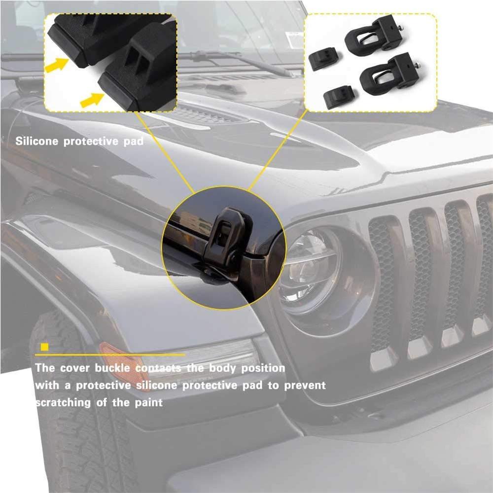 Locking Hood Latch for Jeep Wrangler JL JK 2007-2017 Black Steel Hood Catches Kit for Passenger and Driver Side Accessories