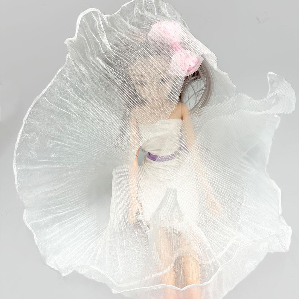 Lace Trim Organza Fabric Mermaid Ruffled Transparent Iridescent Laser Pleated for Patchwork Skirts Wedding Sewing Costume Supply