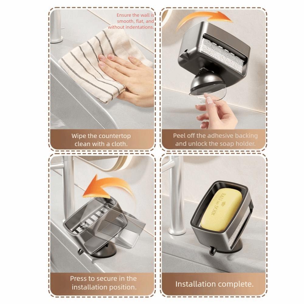 with Sponge Portable Soap Dish Self-Draining Laundry Soap Case Suction Cup Soap Holder  Kitchen