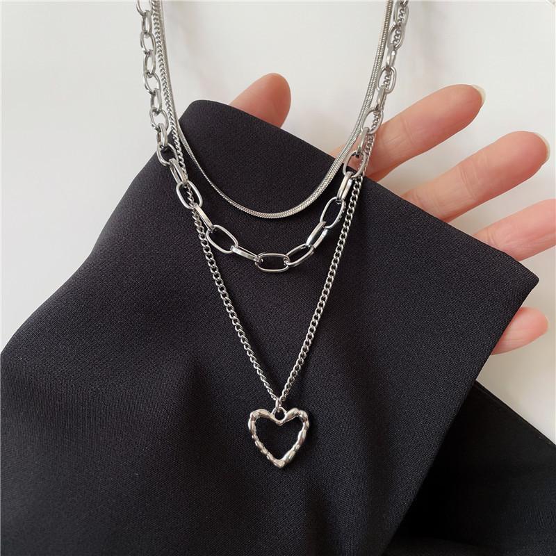 Unique Gold And Silver Heart Angel Wings Layered Necklace For Fashionable Women Style