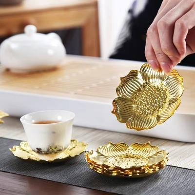 Chinese Style Retro Metal Coaster Elegant Exquisite Insulation Pad Heat Resistant Golden Cup Holder Home Decoration