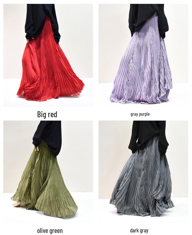 2025 Eleganter Chiffon-Midikleid mit 6 Meter breitem Saum für Damen, A-Linie, für Frühling/Sommer