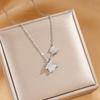 Double Butterfly Titanium Steel Necklace for Women - Non-fading, Niche Design, Clavicle Chain, Versatile & Elegant.