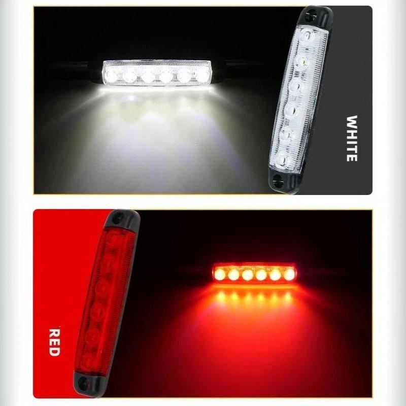 24V 6 Led Side Marker Lights Car External Lights Warning Tail Light Signal Brake Lamps For Truck Trailer Lorry Bus