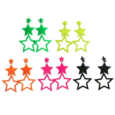Orecchini a stella per donna Orecchini pendenti a forma di stella cava di colore neon Orecchini pendenti con stella scintillante Regalo di gioielli per San Valentino