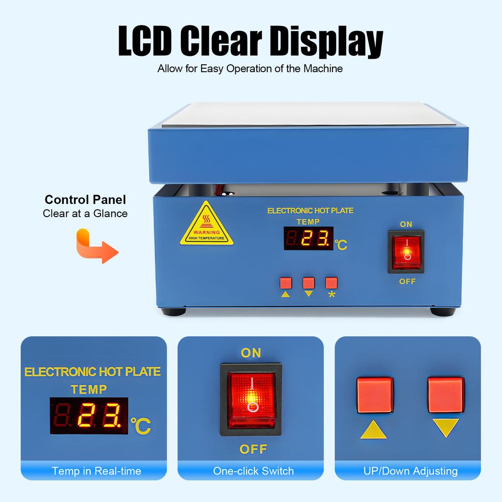 800W Electronic Soldering Hot Plate Preheat Soldering Station Welder Hot Plate LCD Display 20x20cm