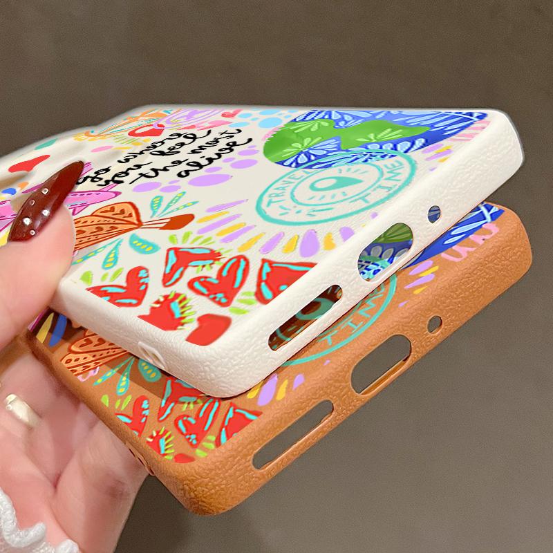 Cartoon Fire Balloon Pattern Case Xiaomi 14T 13T 11T Pro Leather Texture Silicone Cover Funda For Redmi Note 14 13 Pro 4G 5G 12 11