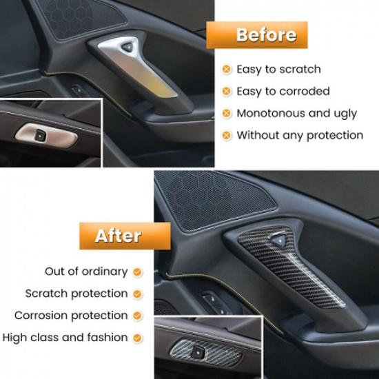 Carbon Fiber Interior Door Handle Molding Cover Trims for Corvette C7 2014-2018