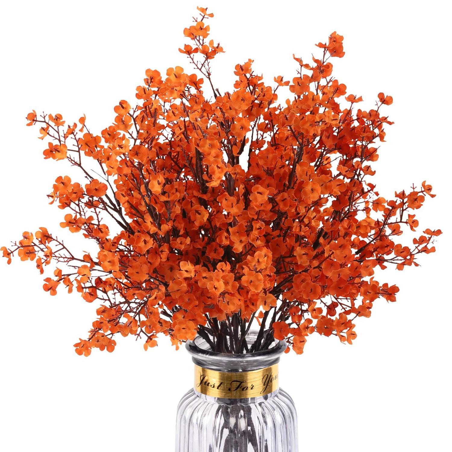 

8-piece orange artificial flower set, 49cm size, 140g weight, silk flowers plastic iron wire material, 32*18*4 cm package size, помаранчевий