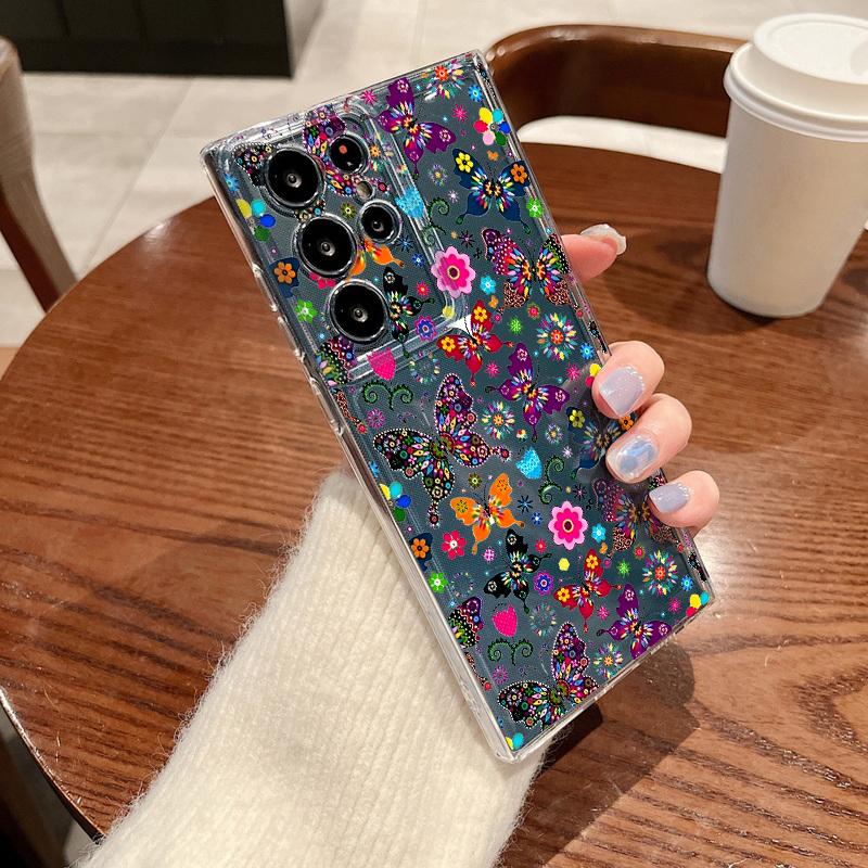 Colorful Butterfly Case For Samsung Galaxy S26 S25 S24 Ultra S23 S25 FE A57 A17 A37 A16 A56 A55 A15 A35 A36 Soft TPU Phone Cover