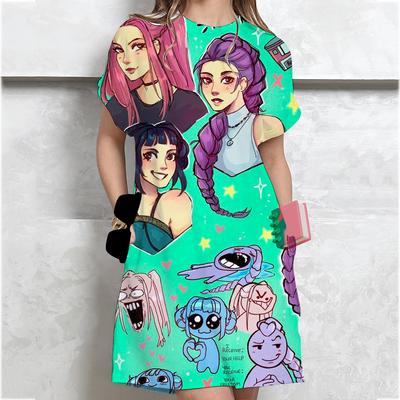 KPop Demon Hunters Womens Short Sleeve Sleepshirt Cute Cartoon Nightdress For Shopping Travels Sleepdress