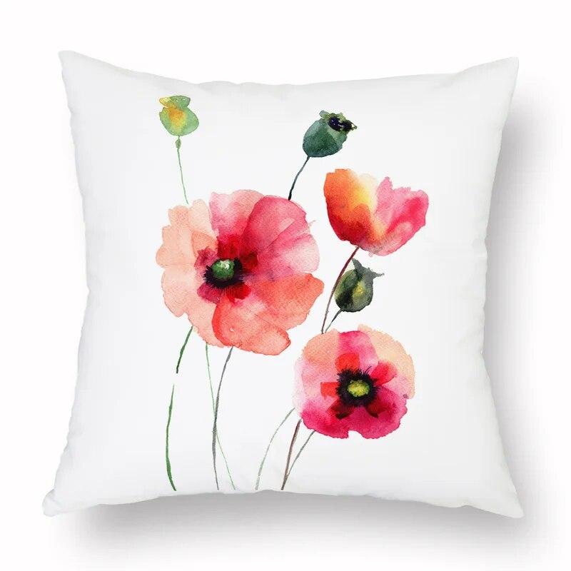 Spring Watercolor Floral Pillowcase Pink Rose Decorative  Sofa Living Room Bed  Home