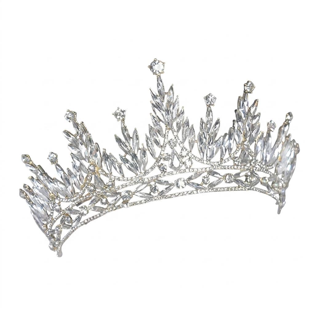 Elegant Bridal Crown Headpiece With Marquise Rhinestones For Wedding Dress