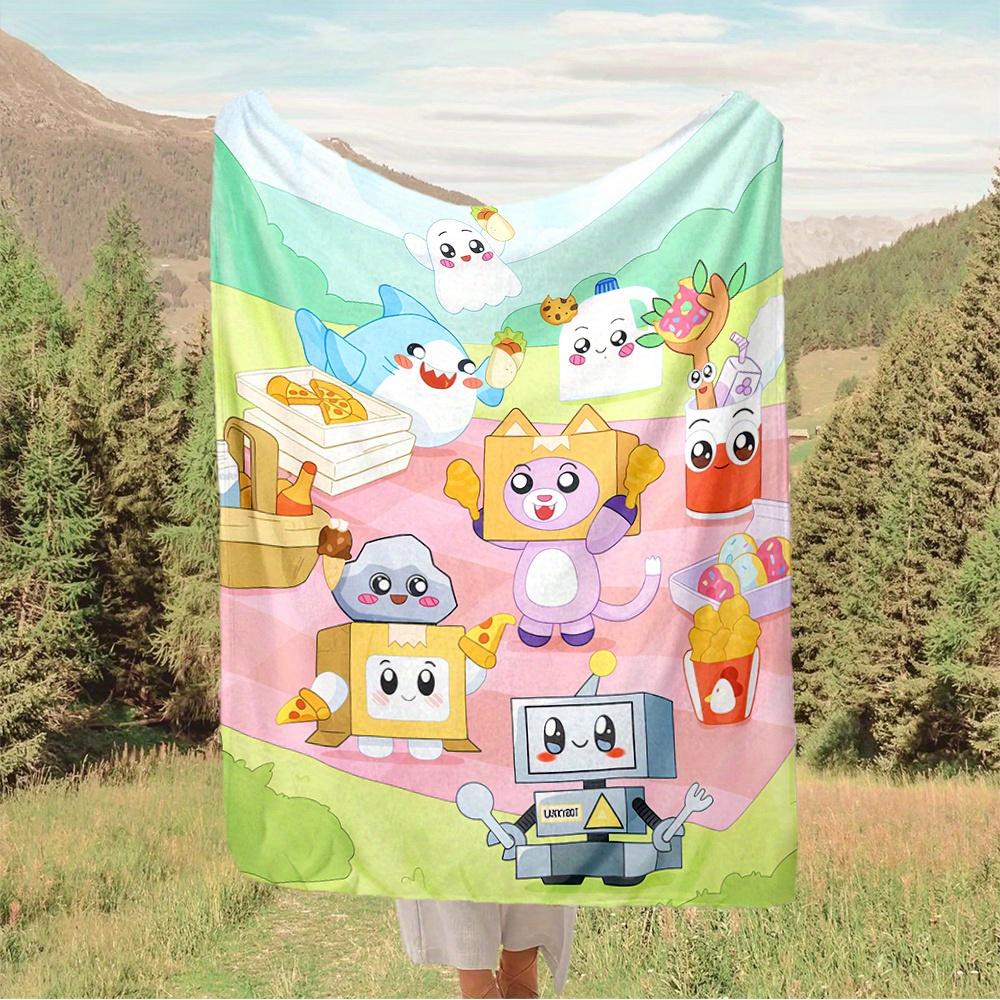 1pc Cute , Picnic Setting, Food Friends Digital Printed Flannel Blanket, Super Soft Plush Bed Cover,Blanket for Sofa, Bed, Office, 70173
