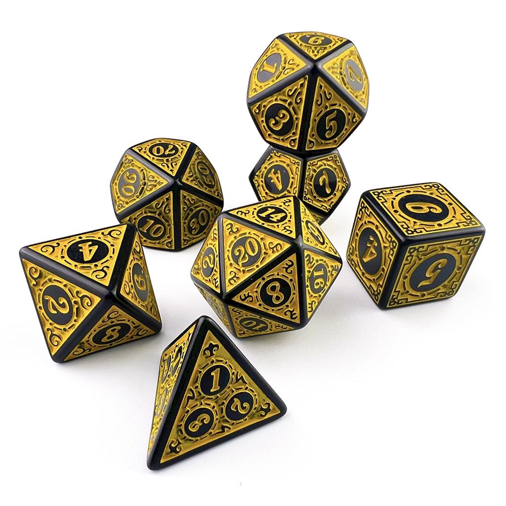 New Polyhedral Dice Set 7Pcs With Textured Patterns, Includes D4 D6 D8 D10 D12 D20 For Dnd Rpg Tabletop Board Game Accessories