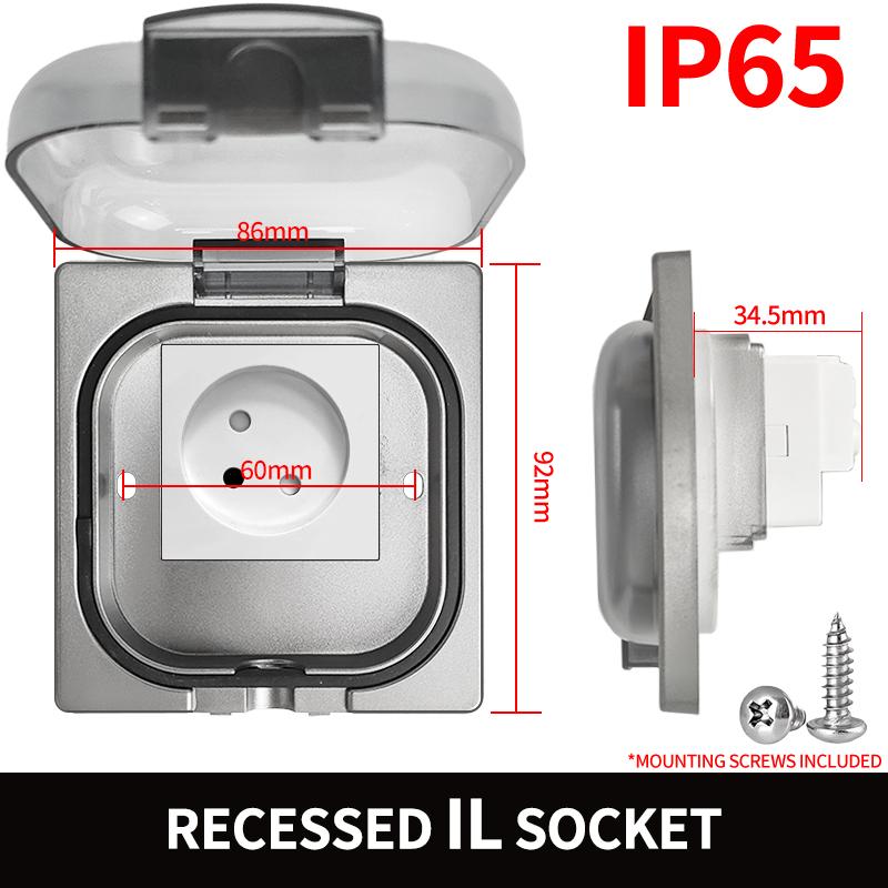 IP65 Waterproof Outdoor Socket, 16A High Power Wall Plate, 250V US/Thai Style 10A Receptacle, Bathroom & Weatherproof Electrical