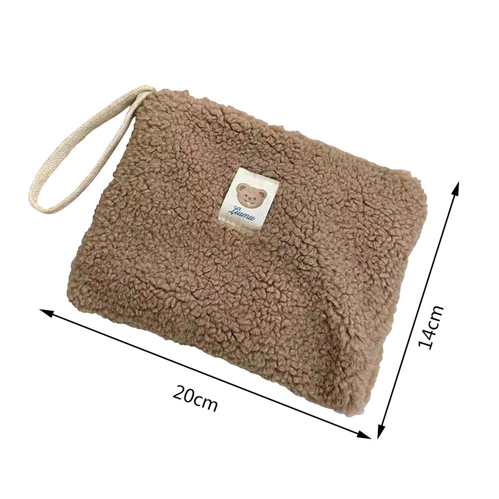 Plush Ladies Wash Bag Portable Make-Up Bags Large Capacity Multi-function Casual Fashion Cute Bear Pattern for Weekend Vacation